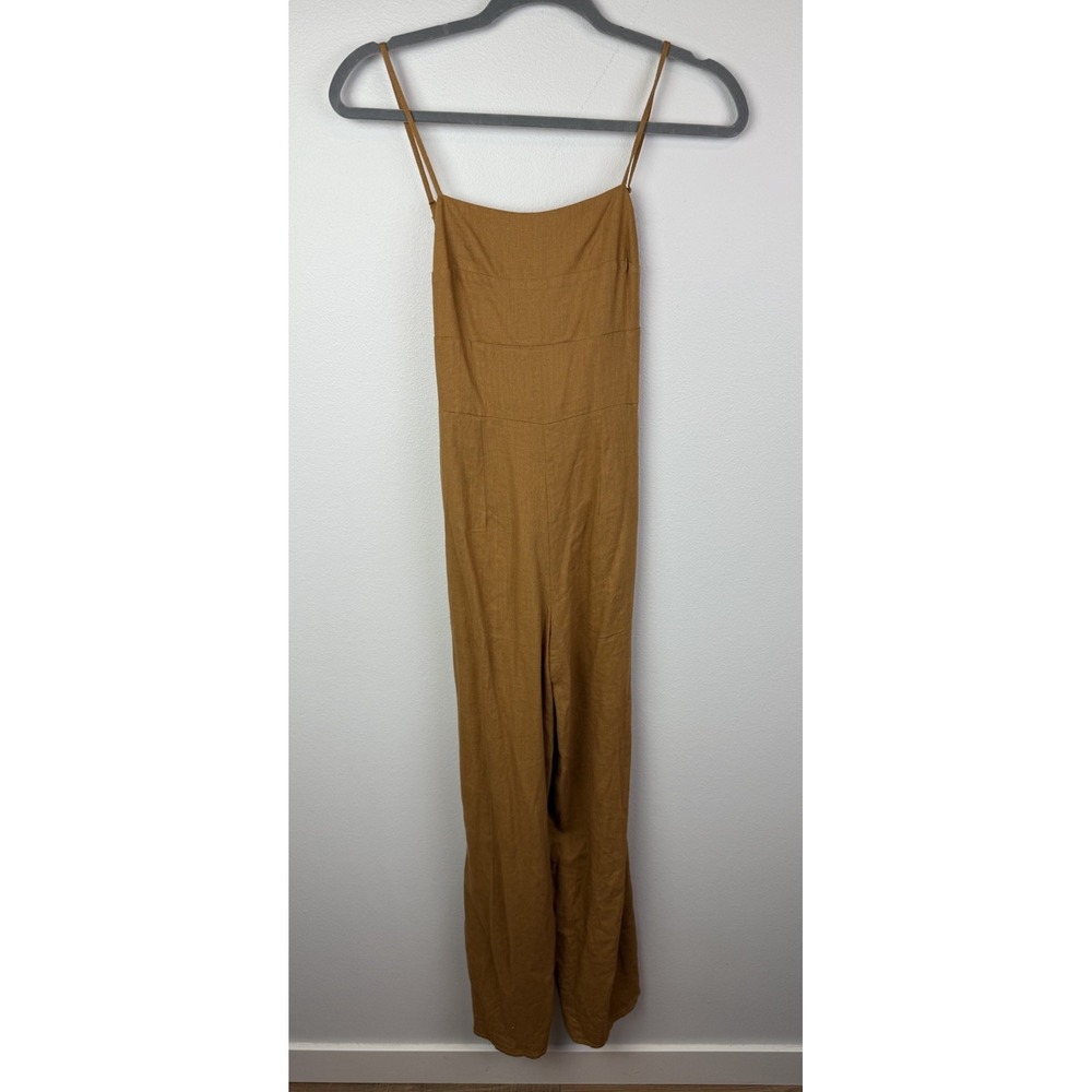 Audrey Parks Francescas Sleeveless Jumpsuit Womens Small Smocked Back Yellow NEW